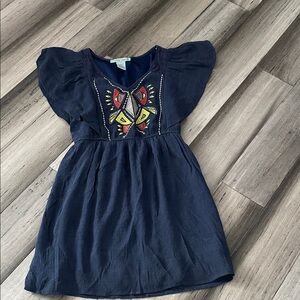 Flying Tomato Embroidered  Blue Boho Dress Sz S Peasant prairie hippie Flutter